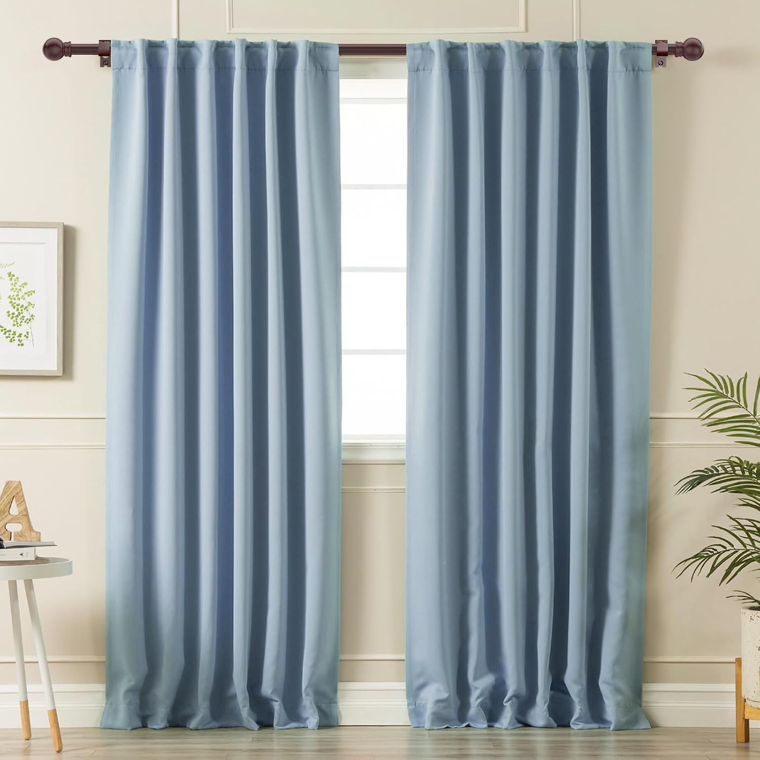 Bronze Curtain Rods for Bedroom with Brackets,5/8 Inch Diameter Small Window Curtain Rod Adjustable 32 to 48 Inches,Easy Install Drapery Rods